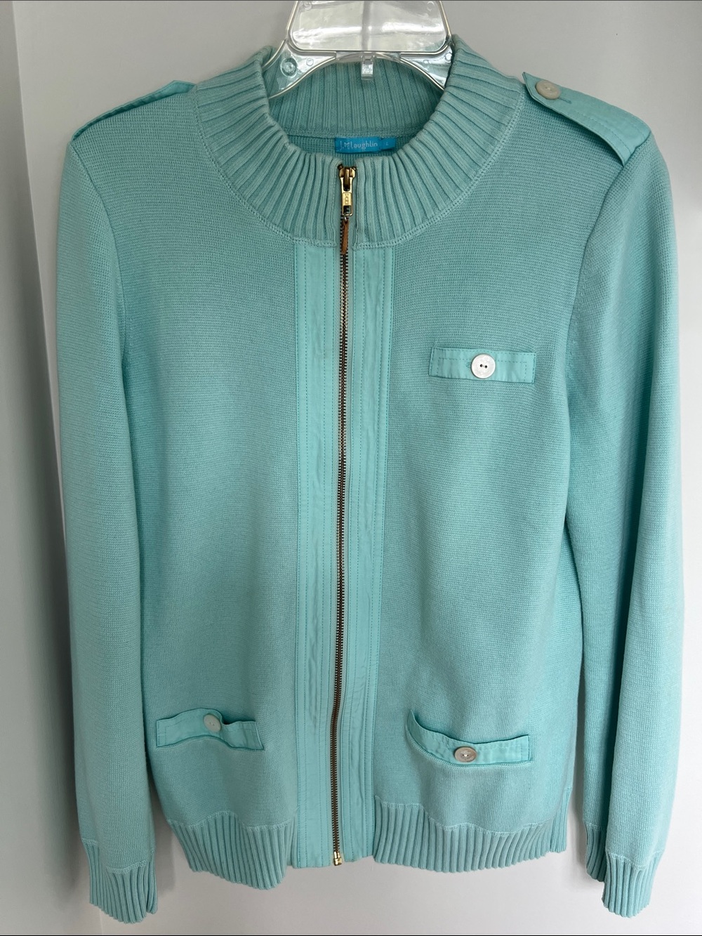 J. McLaughlin Mint Zip-Up Sweater Jacket Size L